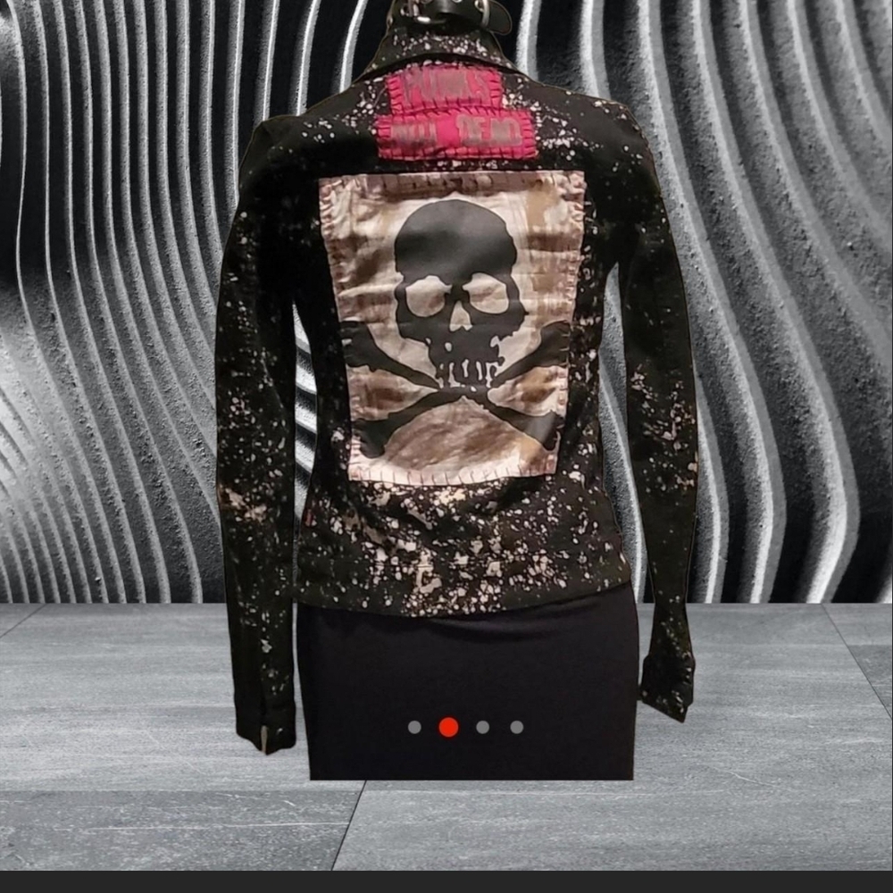 Black Skull Print Women's Jacket